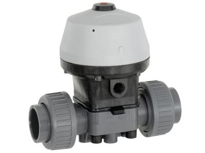Actuated diaphragm valve normally closed